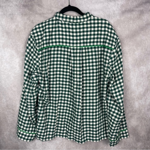 Lunya Lahgo Brushed Flannel Long Sleeve PJ Top In Verdant Check Green Men's L - Picture 4 of 6